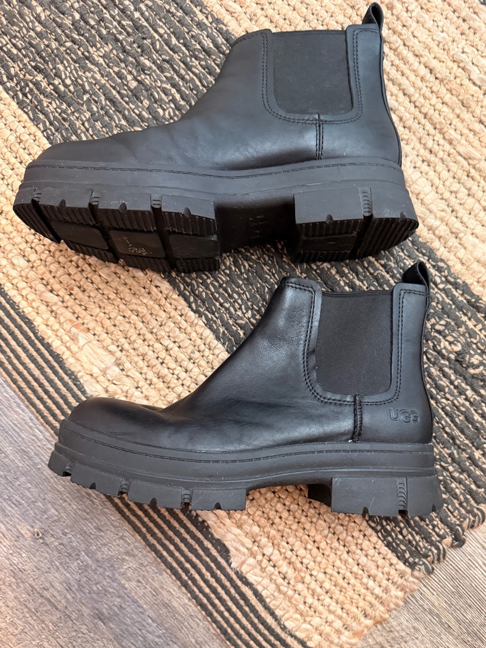 UGG Brooklyn Chelsea Black Lug Sole Ankle Boots